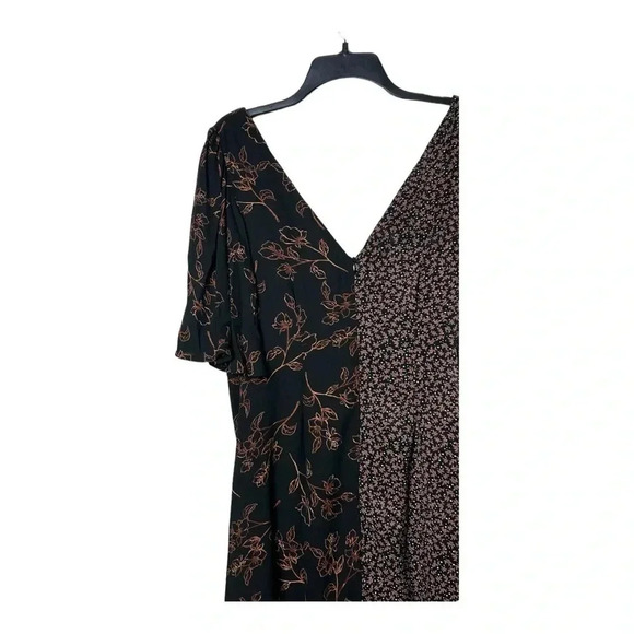 1499. 4SI3NNA ANTOINETTE FLORAL COLORBLOCK MIDI LENGTH DRESS MEDIUM PINK/BLACK - Picture 10 of 11